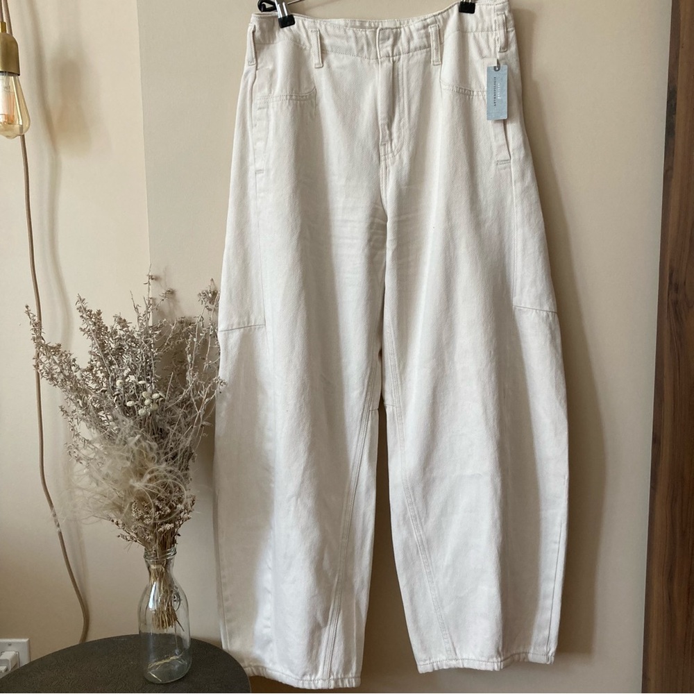 NWT Anthropologie Pilcro Mid Rise Barrel Leg Denim in 28 Petite